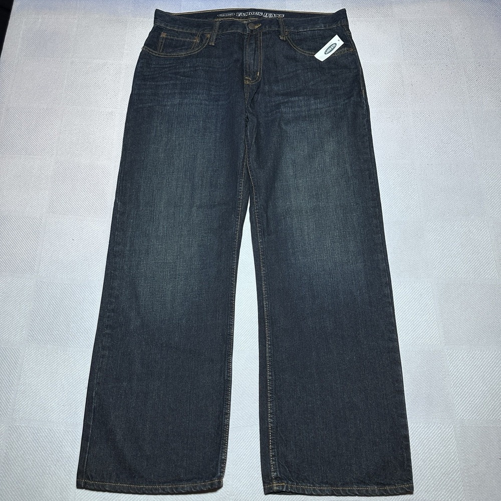 NEW Old Navy Loose Jeans Mens 34x30 Baggy Wide Leg Skater Y2K Style Dark Wash